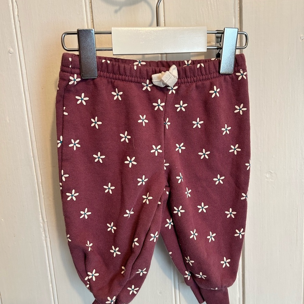 Carters 6m purple floral joggers